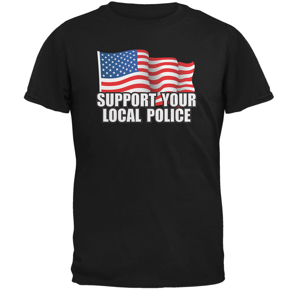 Support Your Local Police Flag Adult T-Shirt Men's T-Shirts Old Glory 2XL Black 