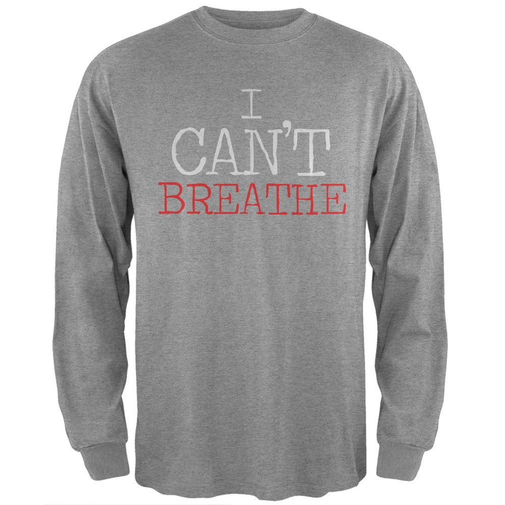 I Can't Breathe Typewriter Black Adult Long Sleeve T-Shirt Men's Long Sleeves Old Glory SM Grey 