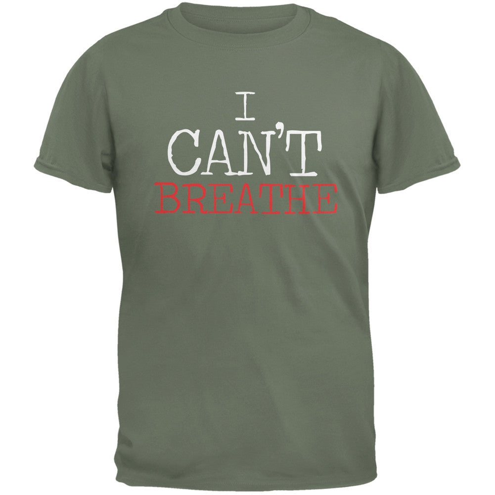 I Can't Breathe Typewriter Military Green Adult T-Shirt Men's T-Shirts Old Glory SM Olive 