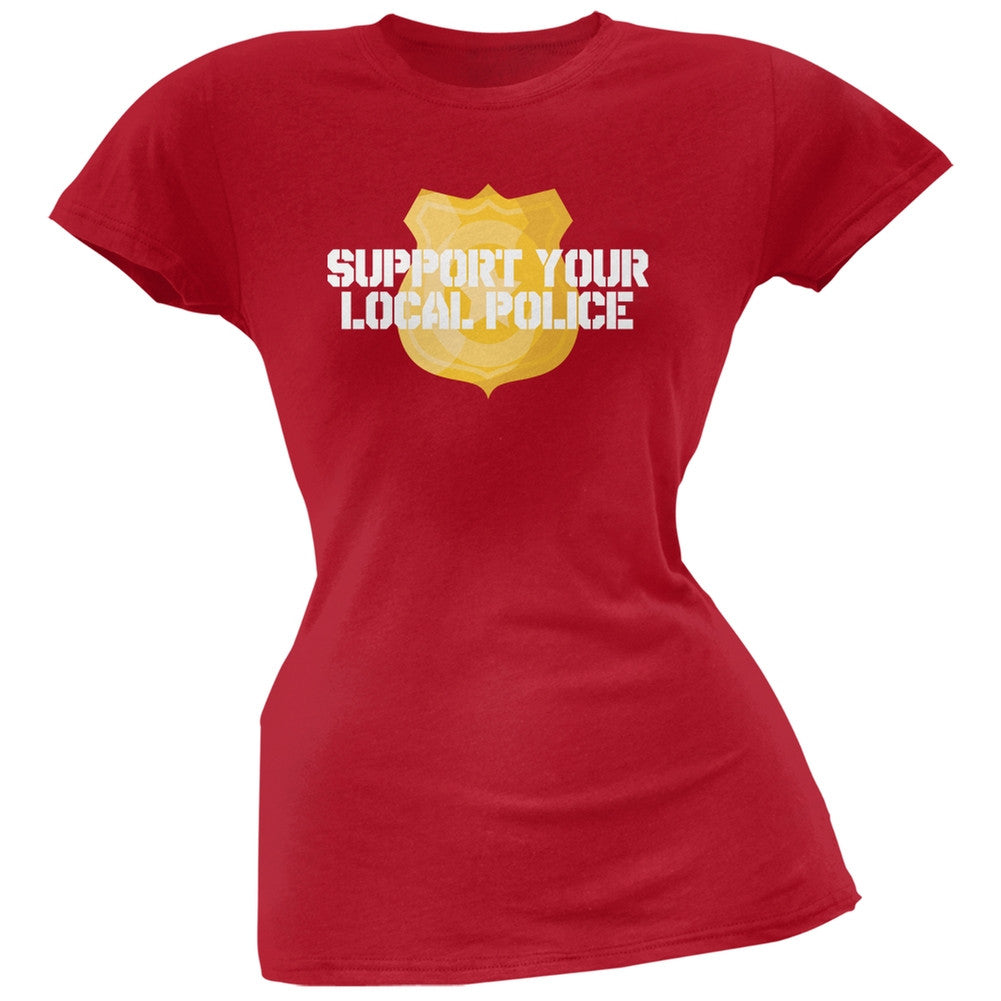 Support Your Local Police Gold Badge Black Soft Juniors T-Shirt Juniors T-Shirts Old Glory   