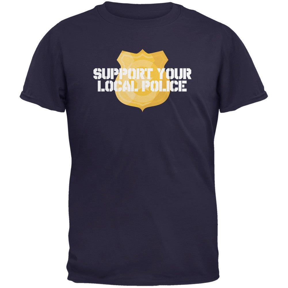 Support Your Local Police Gold Badge Black Adult T-Shirt Men's T-Shirts Old Glory   