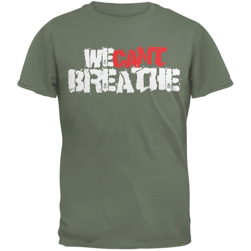 We Can't Breathe Grunge Military Green Adult T-Shirt Men's T-Shirts Old Glory SM Dark Green 