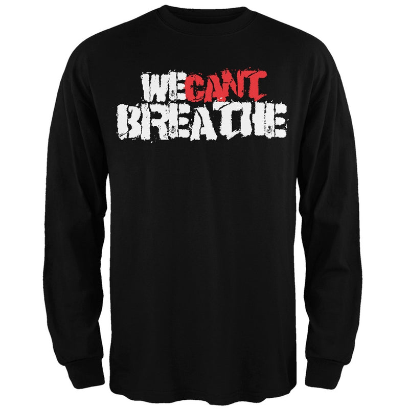 We Can't Breathe Grunge Heather Grey Adult Long Sleeve T-Shirt Men's Long Sleeves Old Glory SM Black 