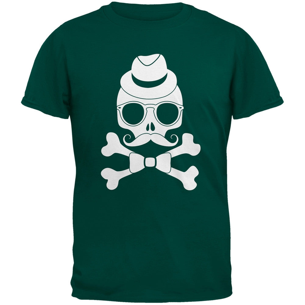 Hipster Skull And Crossbones Black Adult T-Shirt Men's T-Shirts Old Glory   