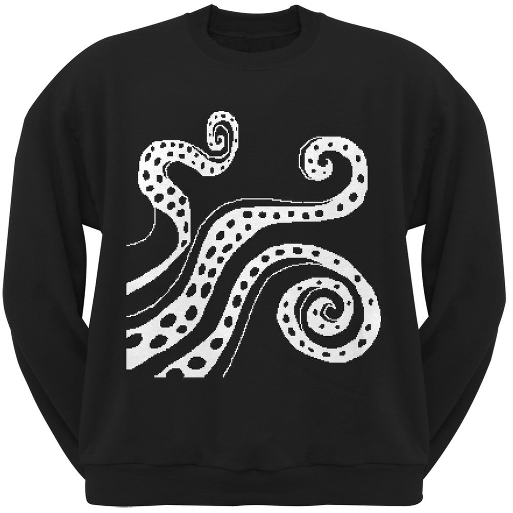 8-Bit Tentacles Black Crew Neck Sweatshirt Men's Sweatshirts Old Glory SM Black 