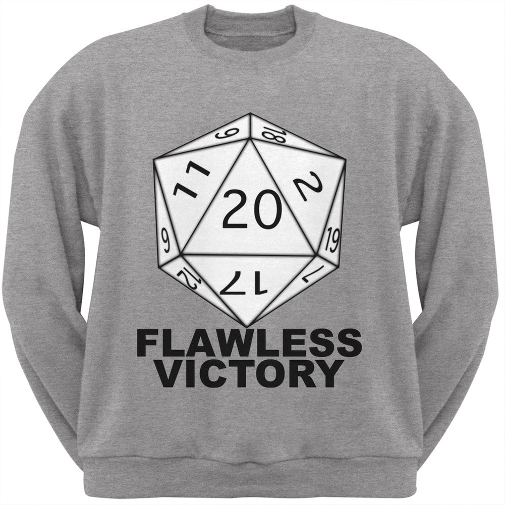 Flawless Victory D20 Role Playing Game Adult Grey Crew Neck Sweatshirt Men's Sweatshirts Old Glory   