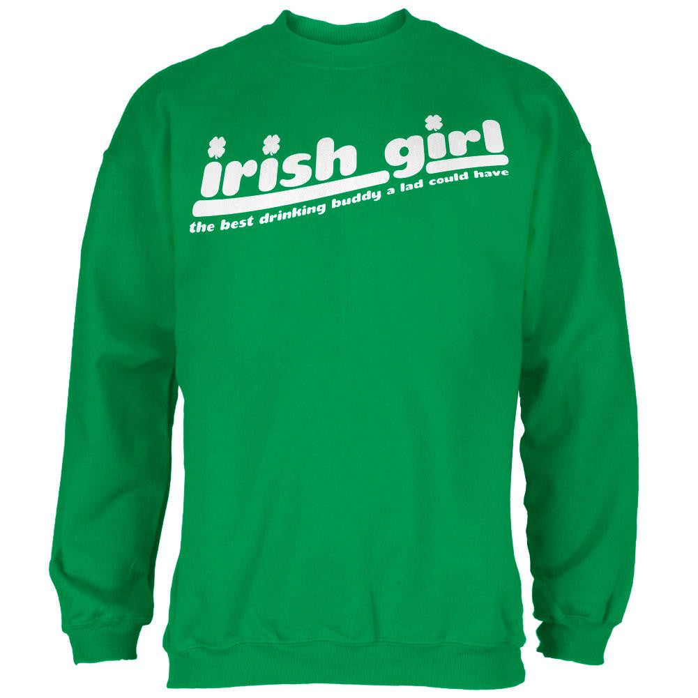 Irish Girl Drinking Buddy Black Crew Neck Sweatshirt Men's Sweatshirts Old Glory   