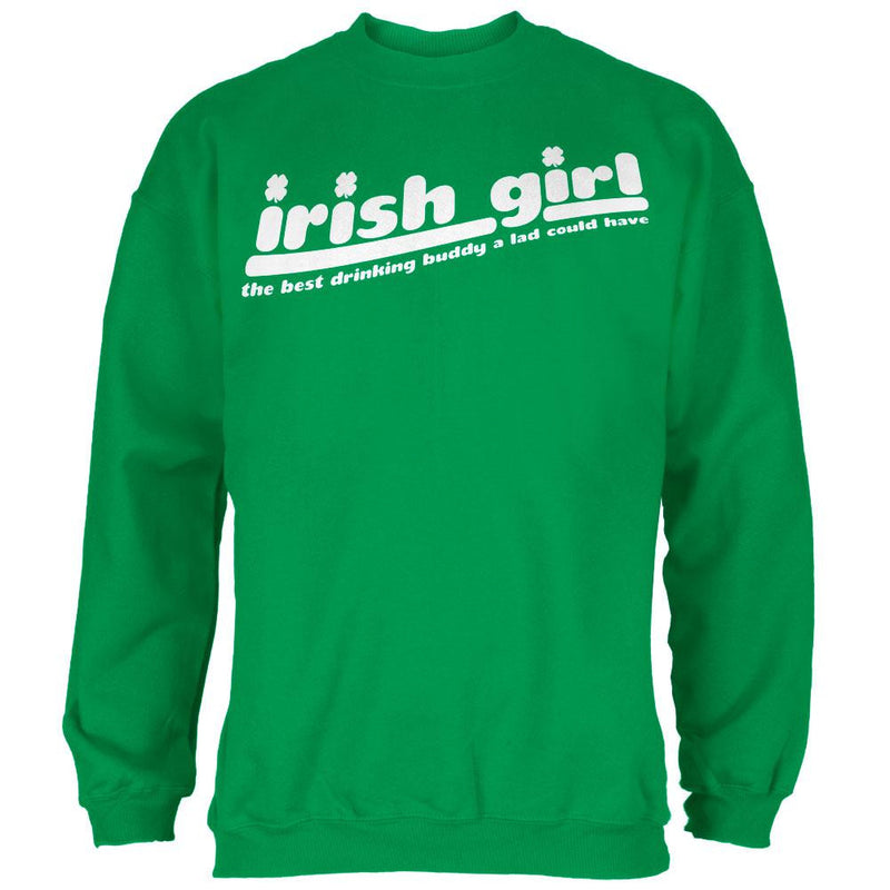 Irish Girl Drinking Buddy Black Crew Neck Sweatshirt Men's Sweatshirts Old Glory   