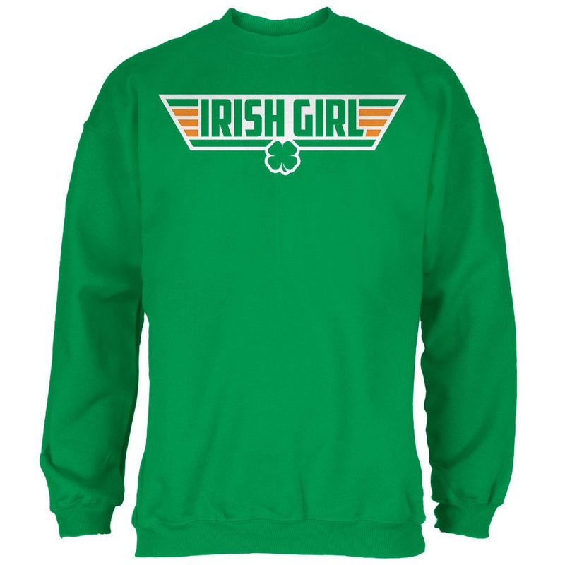 Irish Girl Wing Man Black Adult Crew Neck Sweatshirt Men's Sweatshirts Old Glory   