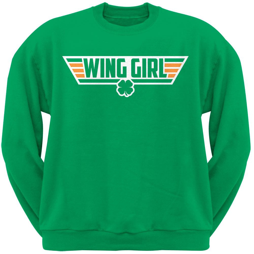 Irish Wing Girl Adult Black Crew Neck Sweatshirt Men's Sweatshirts Old Glory   