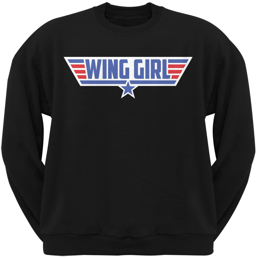 Wing Girl Black Adult Crew Neck Sweatshirt Men's Sweatshirts Old Glory   