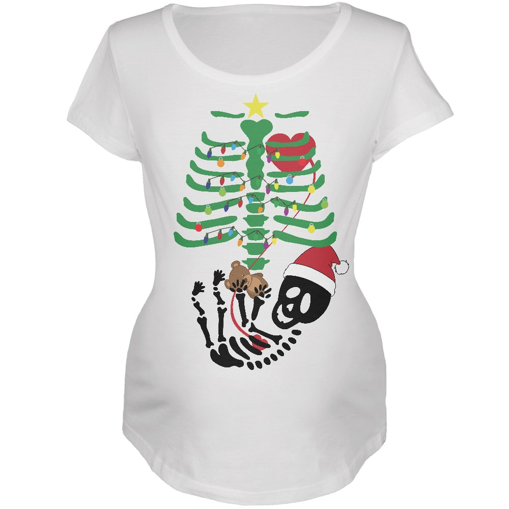 Christmas Tree Baby Skeleton Bear White Maternity Soft T-Shirt Maternity T-Shirts Old Glory 2XL White 