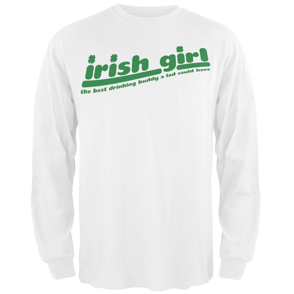 Irish Girl Drinking Buddy White Adult Long Sleeve T-Shirt Men's Long Sleeves Old Glory   