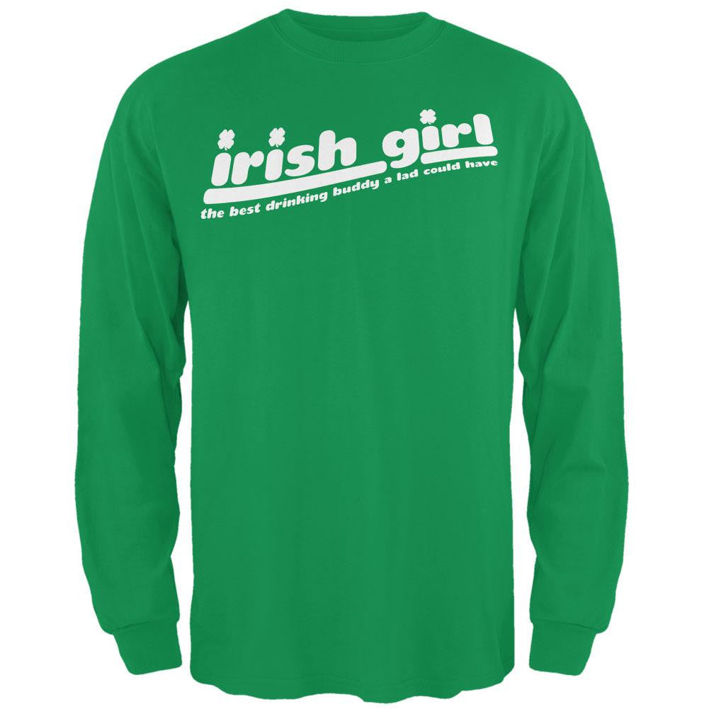Irish Girl Drinking Buddy White Adult Long Sleeve T-Shirt Men's Long Sleeves Old Glory   