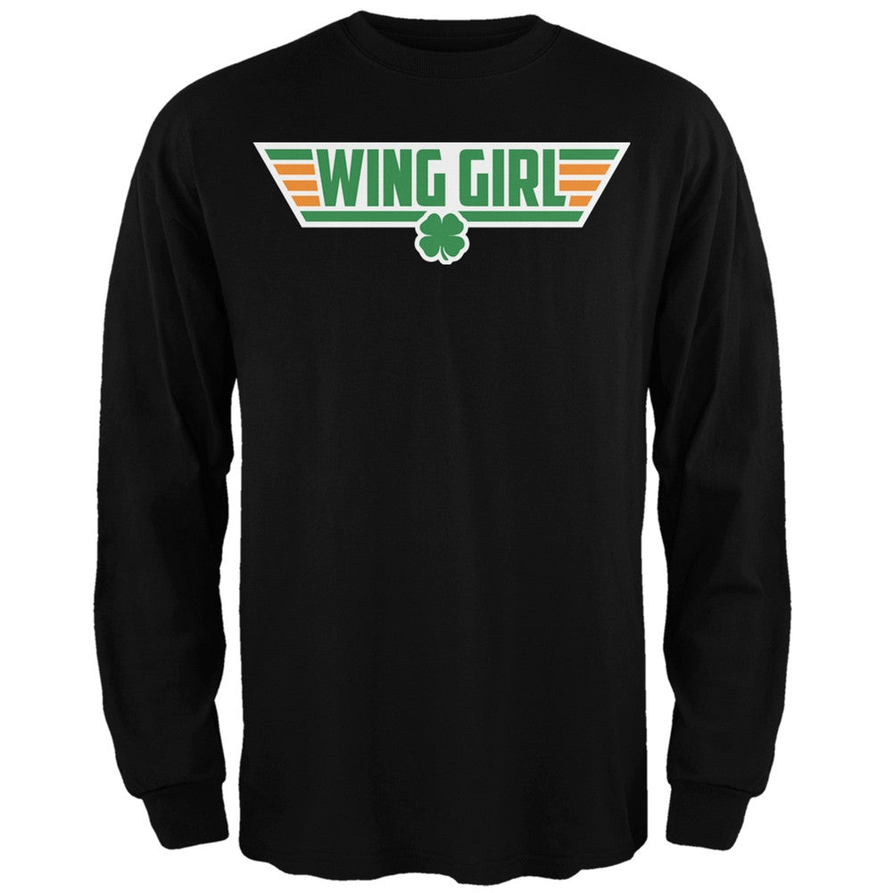 Irish Wing Girl Black Adult Long Sleeve T-Shirt Men's Long Sleeves Old Glory   