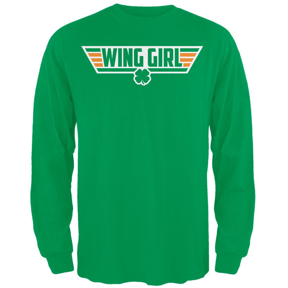 St. Patricks Day - Irish Wing Girl Green Adult Long Sleeve T-Shirt Men's Long Sleeves Old Glory   