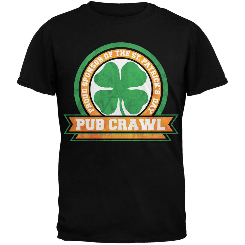 St. Patricks Day - Pub Crawl Black Adult T-Shirt Men's T-Shirts Old Glory   