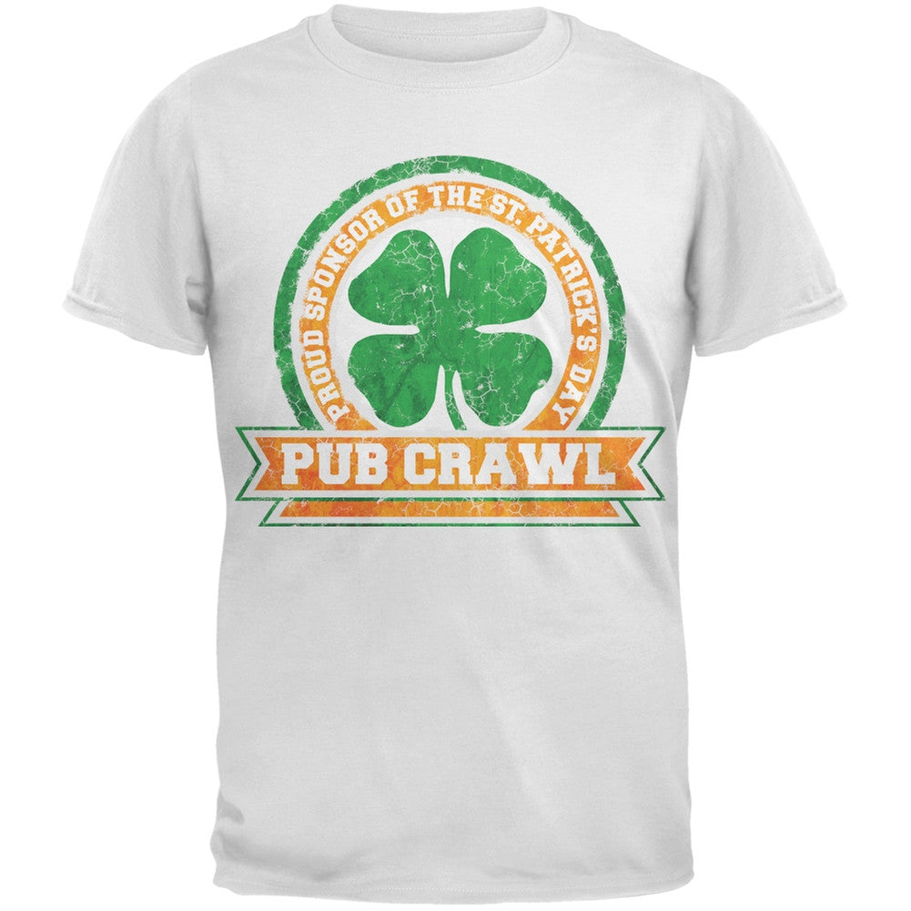 St. Patricks Day - Pub Crawl Distressed Black Adult T-Shirt Men's T-Shirts Old Glory   