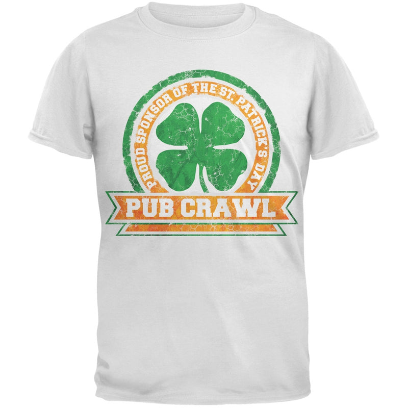 St. Patricks Day - Pub Crawl Distressed Black Adult T-Shirt Men's T-Shirts Old Glory   