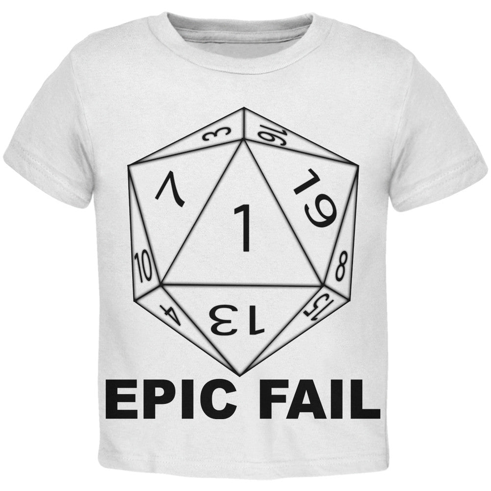 Epic Fail D20 Role Playing Game White Toddler T-Shirt Toddler T-Shirts Old Glory 2T White 