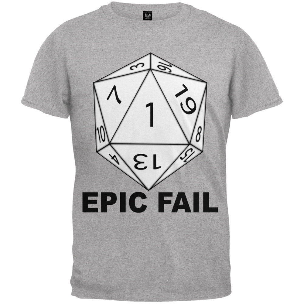 Epic Fail D20 Role Playing Game Grey Youth T-Shirt Youth T-Shirts Old Glory SM Grey 