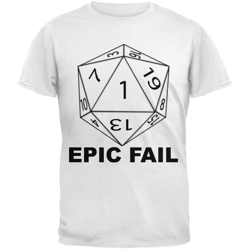 Epic Fail D20 Role Playing Game Grey Youth T-Shirt Youth T-Shirts Old Glory SM White 