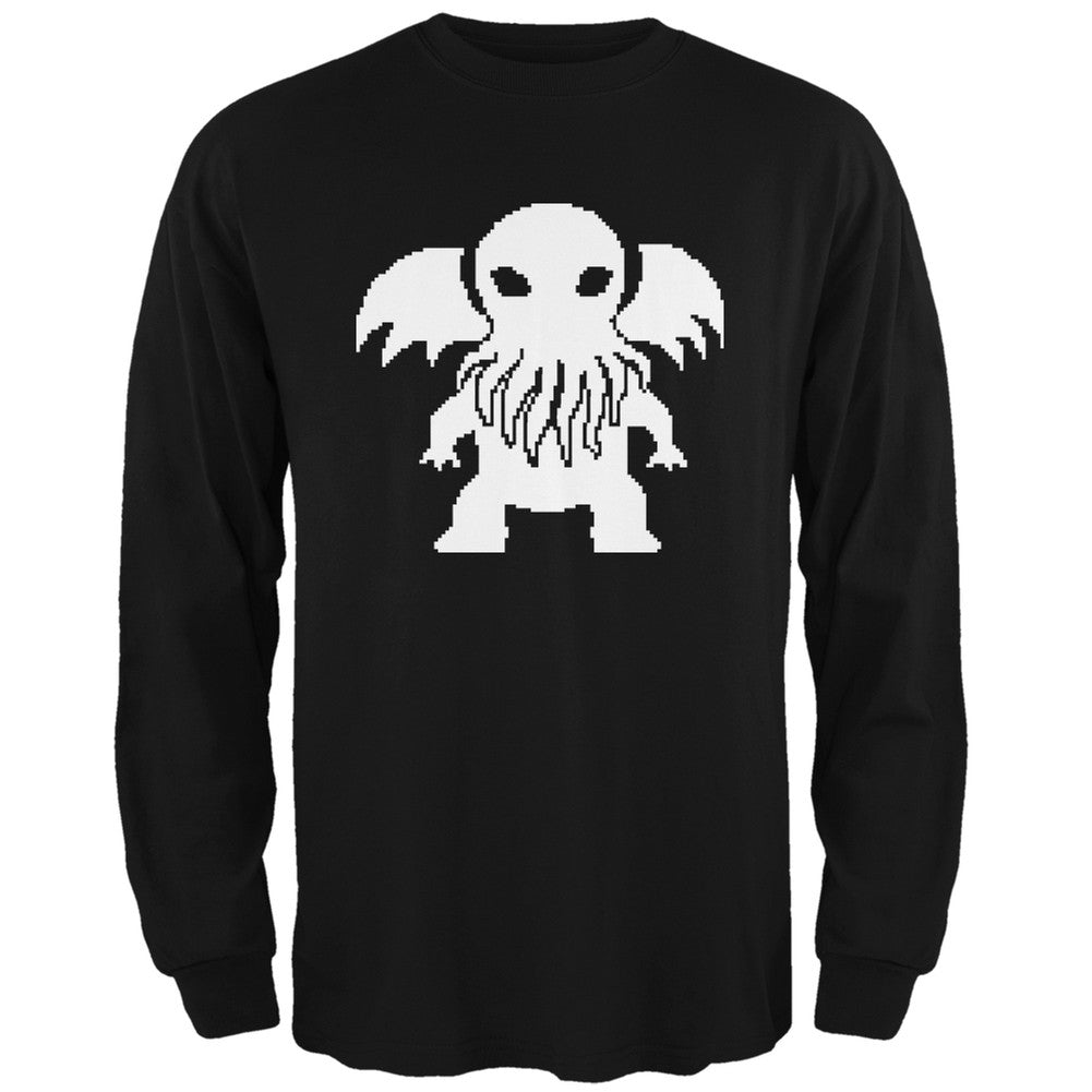 8-Bit Cthulhu Black Adult Long Sleeve T-Shirt Men's Long Sleeves Old Glory   