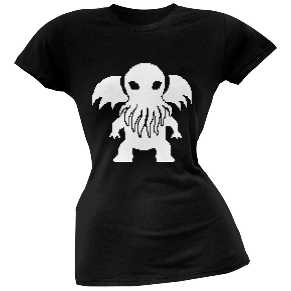 8-Bit Cthulhu Black Soft Juniors T-Shirt Juniors T-Shirts Old Glory   