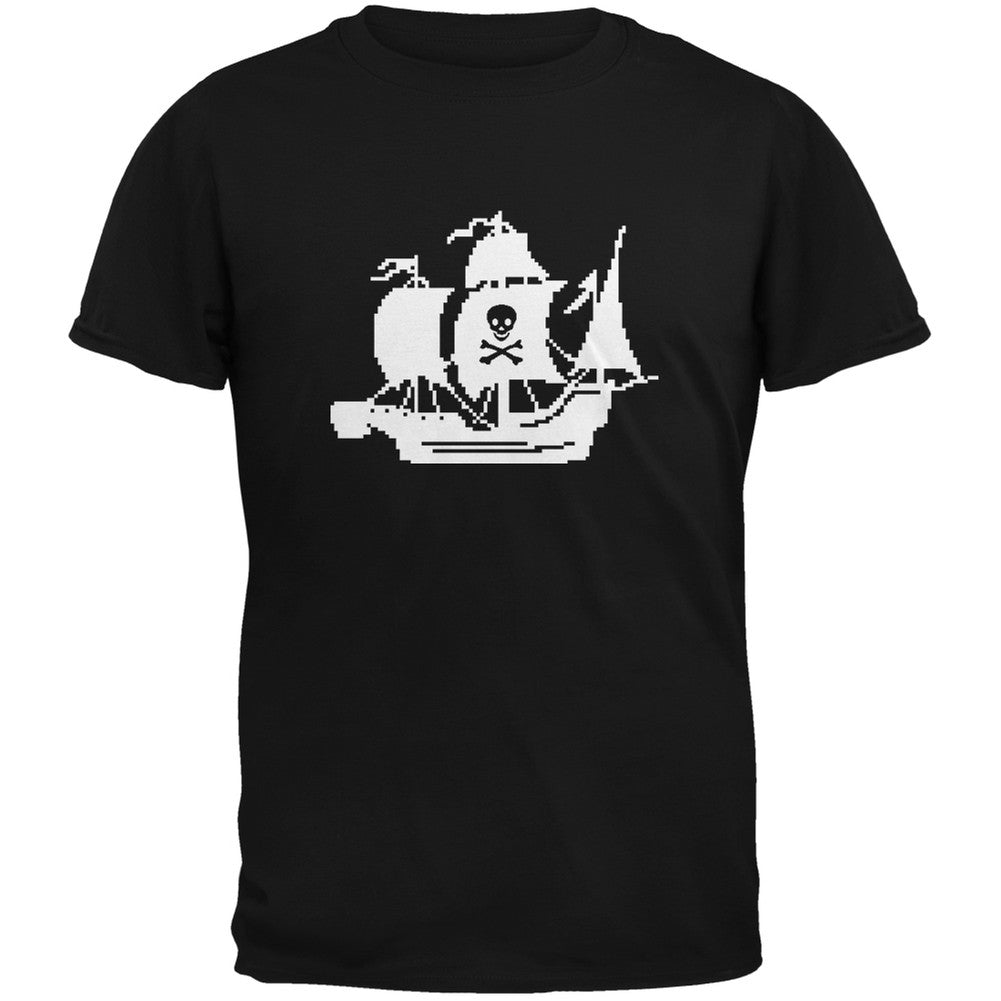 8-Bit Pirate Ship Black Youth T-Shirt Youth T-Shirts Old Glory LG Black 