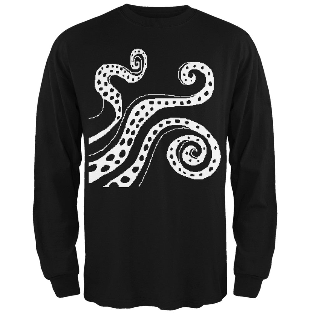 8-Bit Tentacles Black Adult Long Sleeve T-Shirt Men's Long Sleeves Old Glory SM Black 