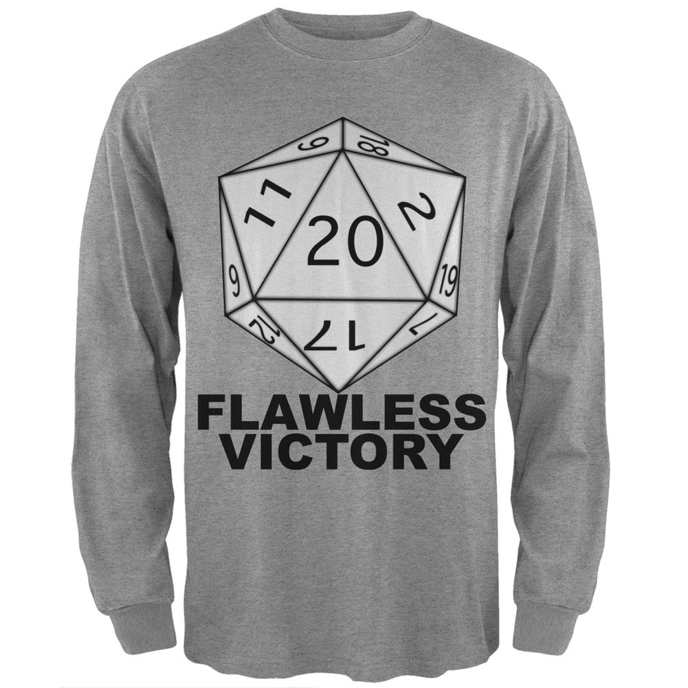 Flawless Victory D20 Role Playing Game Grey Adult Long Sleeve T-Shirt Men's Long Sleeves Old Glory SM Grey 