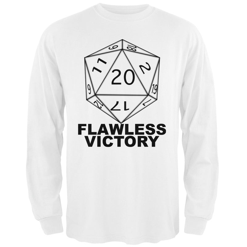 Flawless Victory D20 Role Playing Game Grey Adult Long Sleeve T-Shirt Men's Long Sleeves Old Glory SM White 