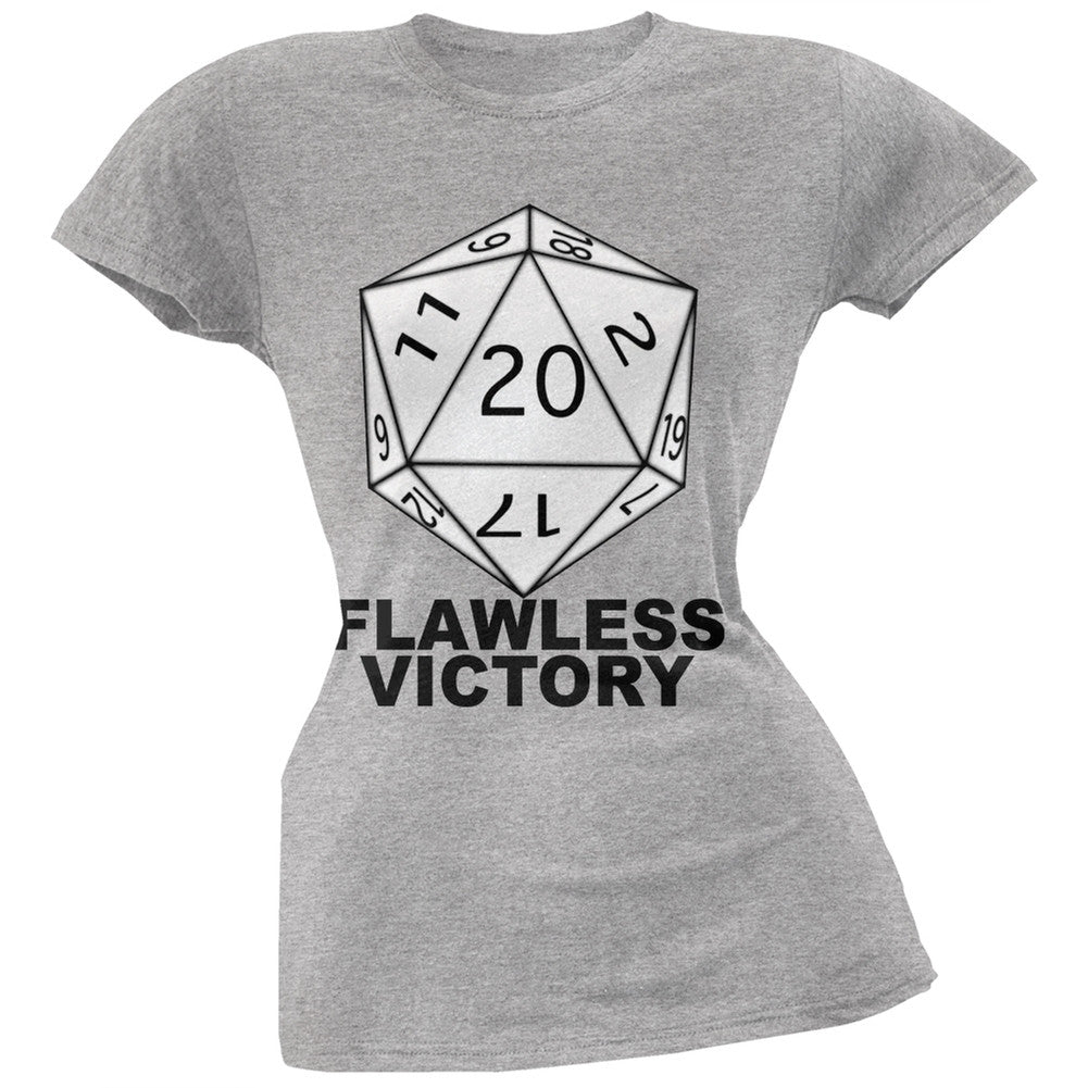 Flawless Victory D20 Role Playing Game Grey Juniors T-Shirt Juniors T-Shirts Old Glory SM Grey 