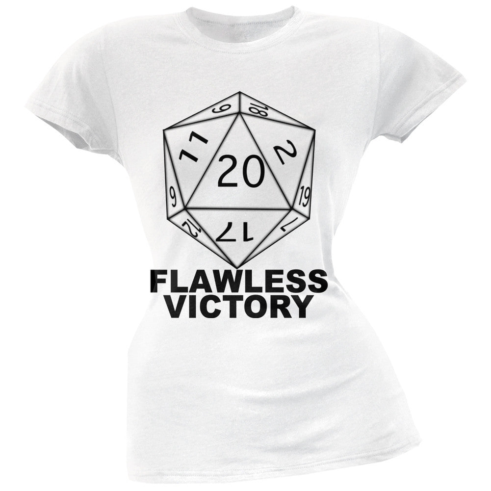 Flawless Victory D20 Role Playing Game Grey Juniors T-Shirt Juniors T-Shirts Old Glory SM White 