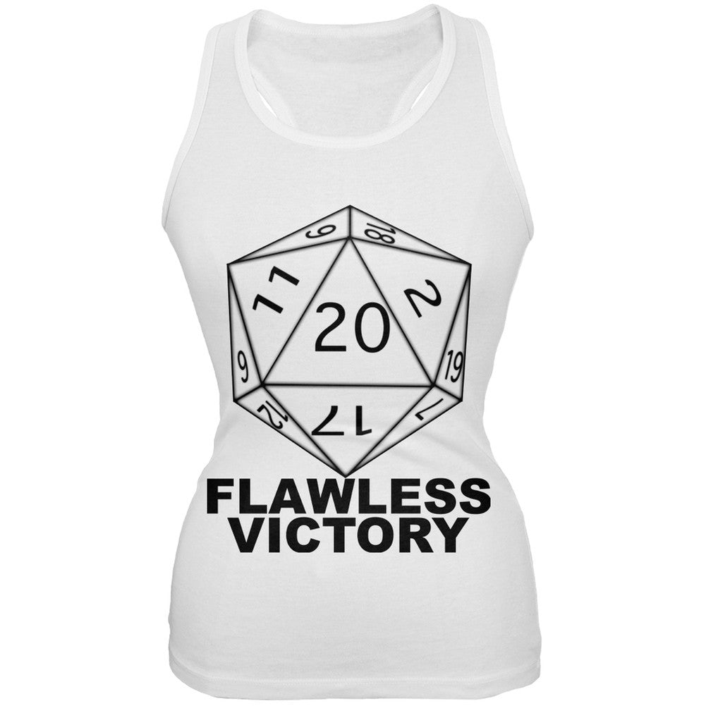 Flawless Victory D20 Role Playing Game White Juniors Tank Top Juniors Tank Tops Old Glory SM White 