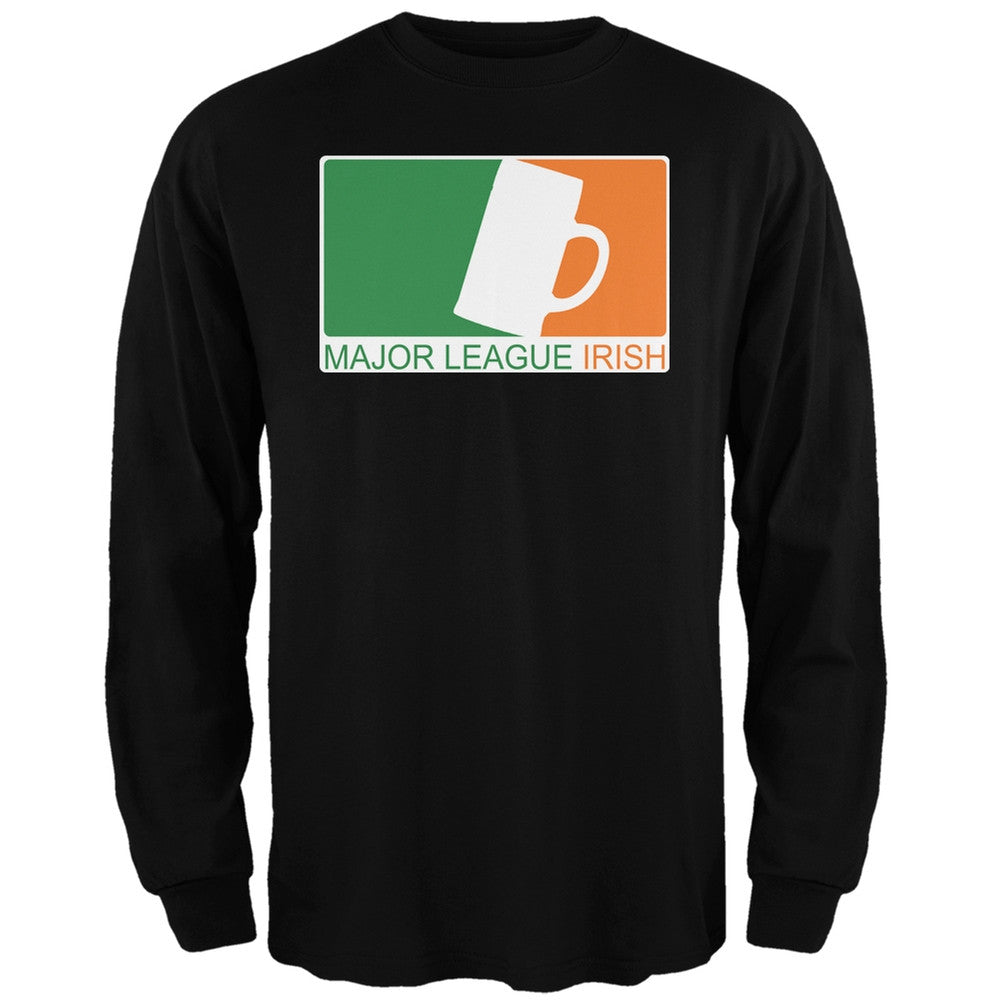 St. Patricks Day - Major League Irish Beer Black Adult Long Sleeve T-Shirt Men's Long Sleeves Old Glory   