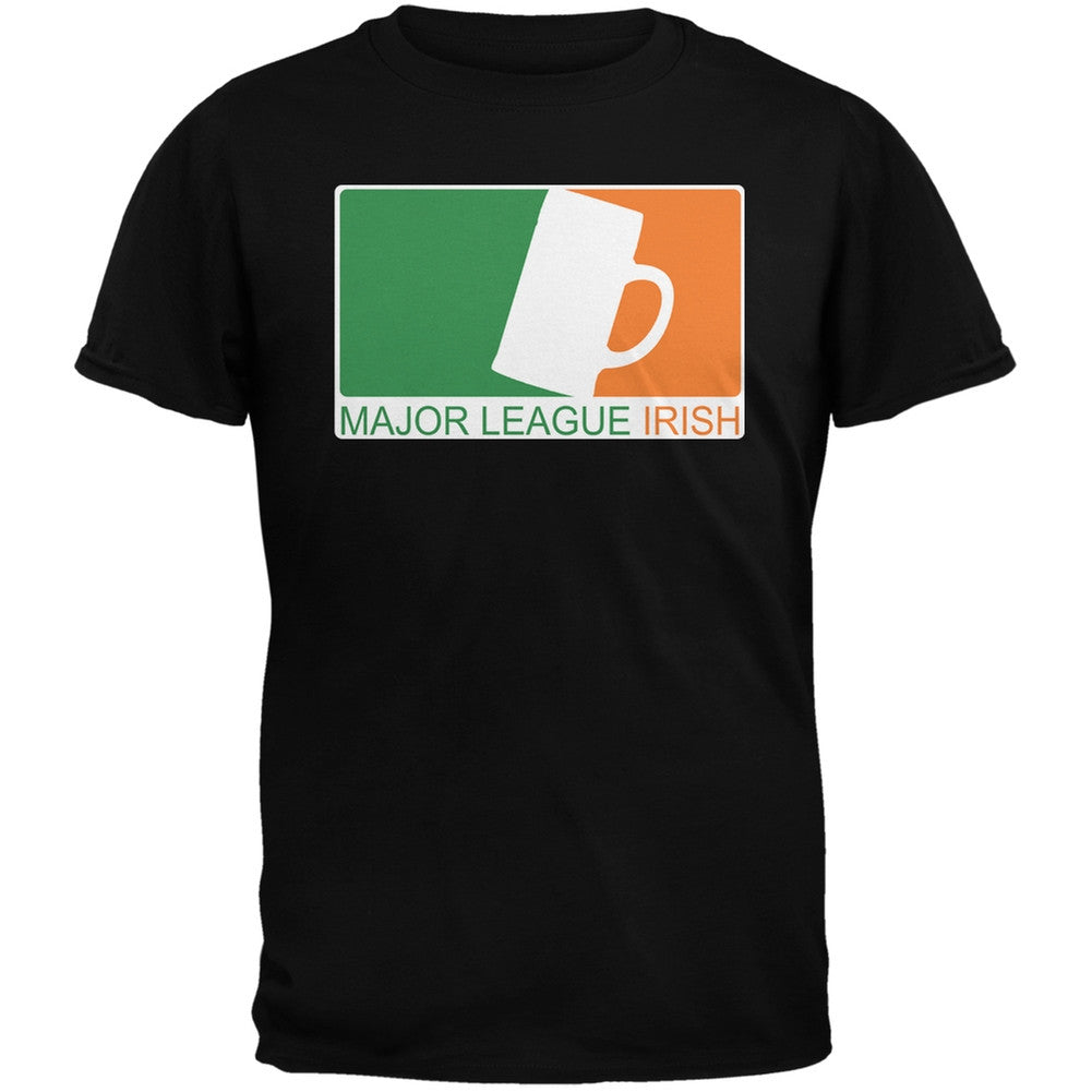 St. Patricks Day - Major League Irish Beer Black Adult T-Shirt Men's T-Shirts Old Glory   