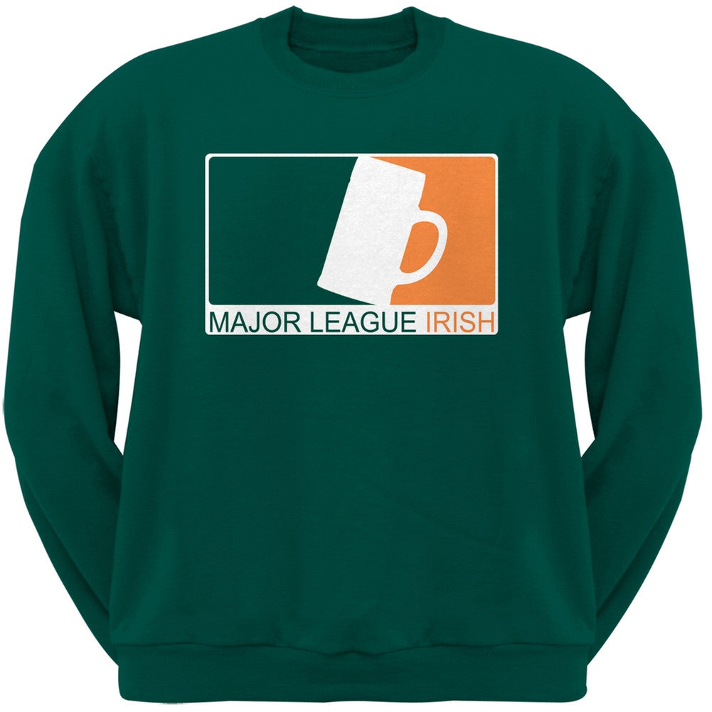 St. Patricks Day - Major League Irish Beer Green Adult Crew Neck Sweatshirt Men's Sweatshirts Old Glory   