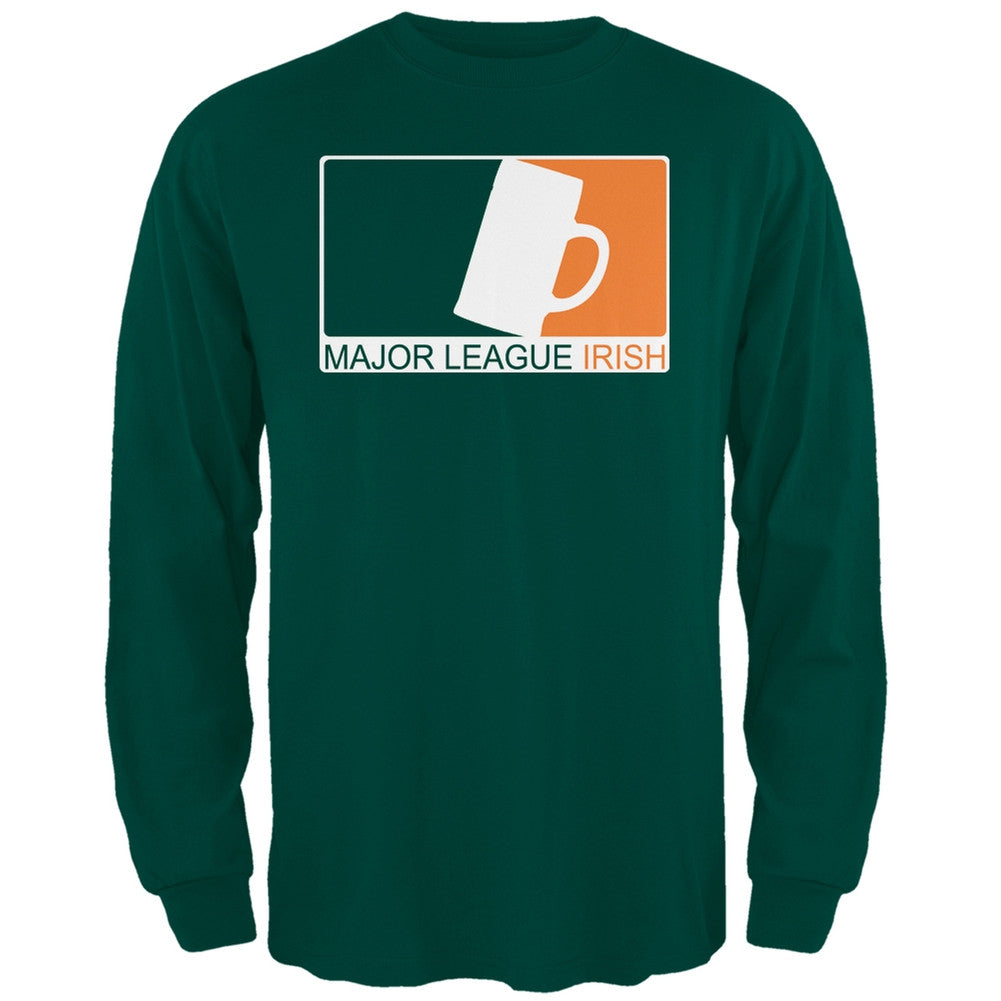 St. Patricks Day - Major League Irish Beer Black Adult Long Sleeve T-Shirt Men's Long Sleeves Old Glory   