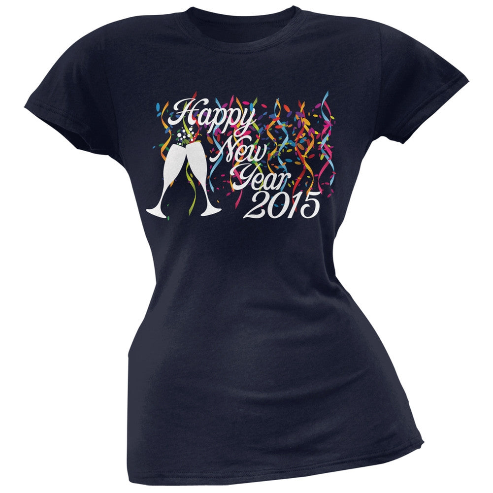 Happy New Year Party Black Soft Juniors T-Shirt Juniors T-Shirts Old Glory   