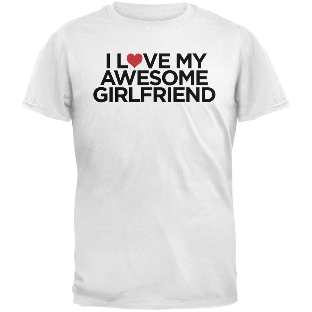 Valentine's Day - I Love My Awesome Girlfriend Black Adult T-Shirt Men's T-Shirts Old Glory   