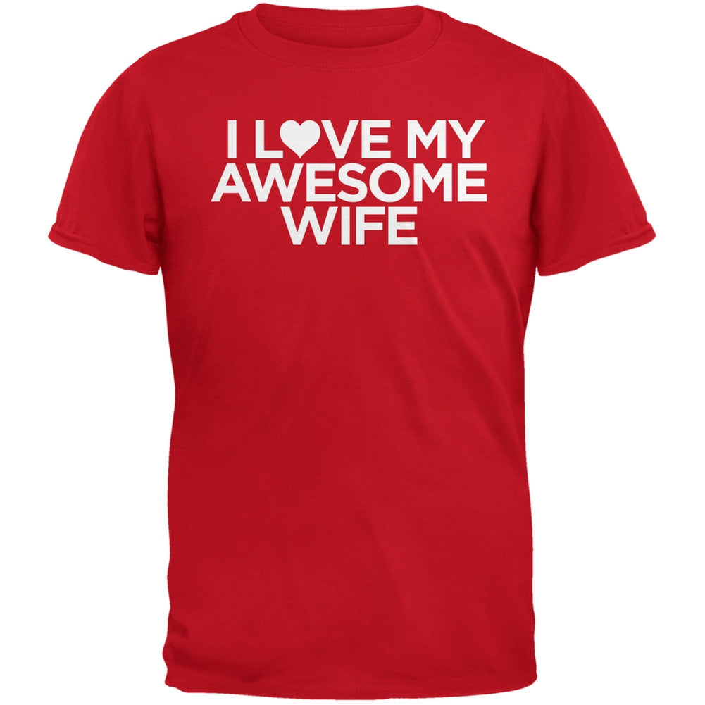 Valentine's Day - I Love My Awesome Wife Red Adult T-Shirt Men's T-Shirts Old Glory 2XL Red 