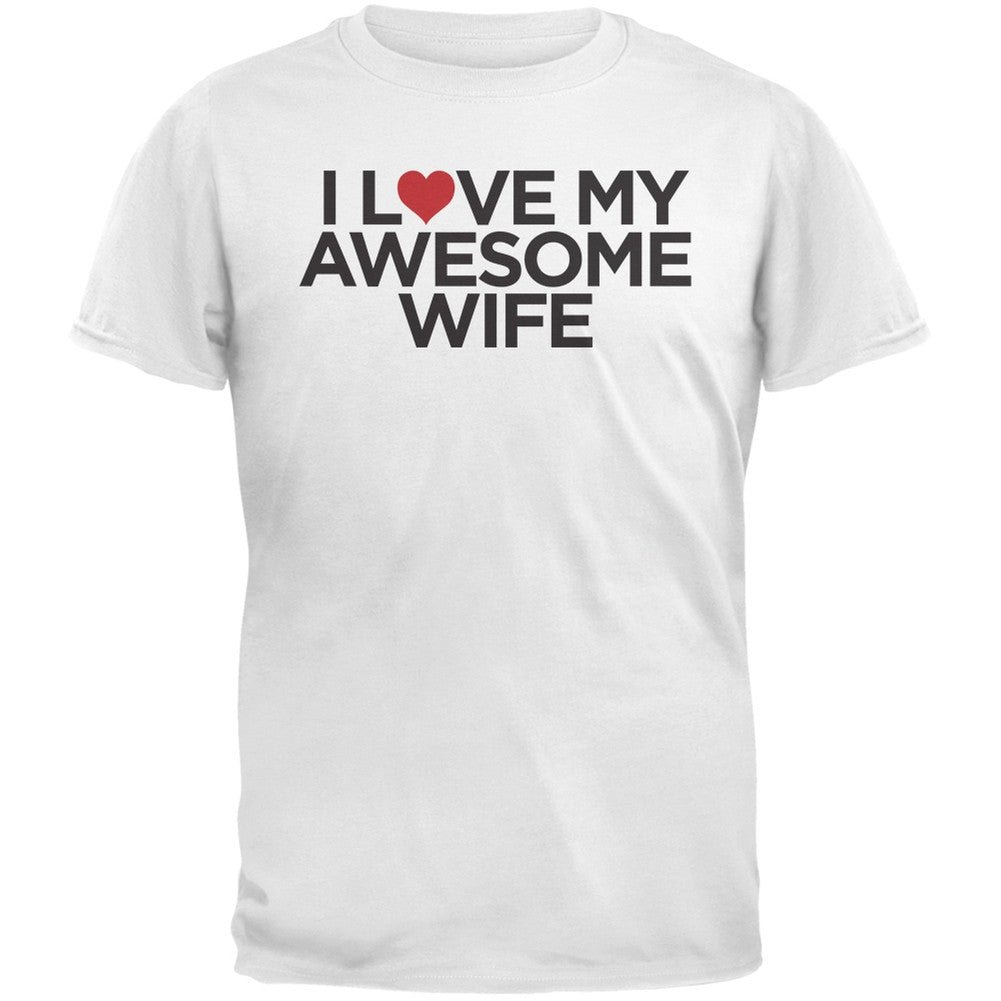 Valentine's Day - I Love My Awesome Wife Black Adult T-Shirt Men's T-Shirts Old Glory   