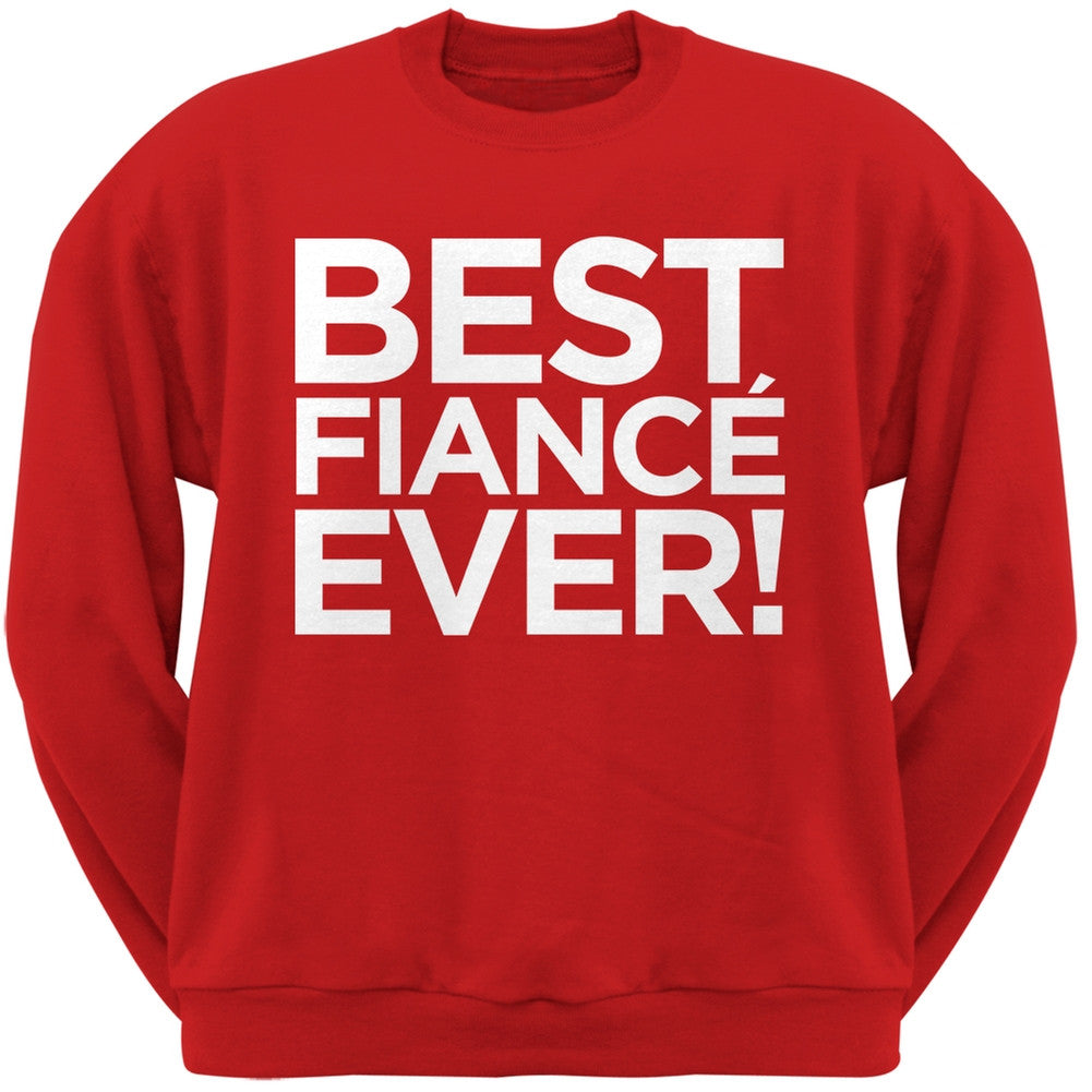 Valentine's Day - Best Fiance Ever Black Adult Crew Neck Sweatshirt Men's Sweatshirts Old Glory   