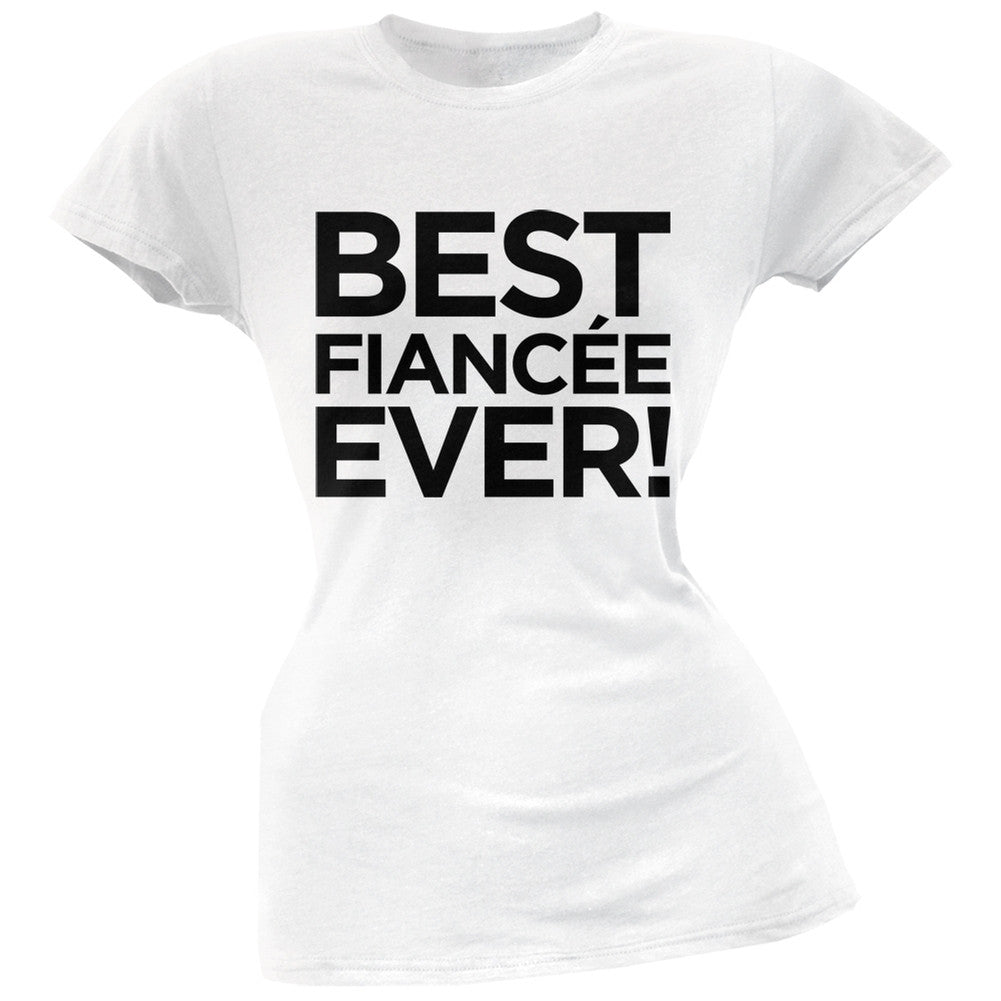 Valentine's Day - Best Fiancee Ever Black Soft Juniors T-Shirt Juniors T-Shirts Old Glory   