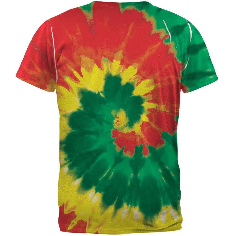 Be Happy Rasta Tie Dye All Over Adult T-Shirt Men's T-Shirts Old Glory   