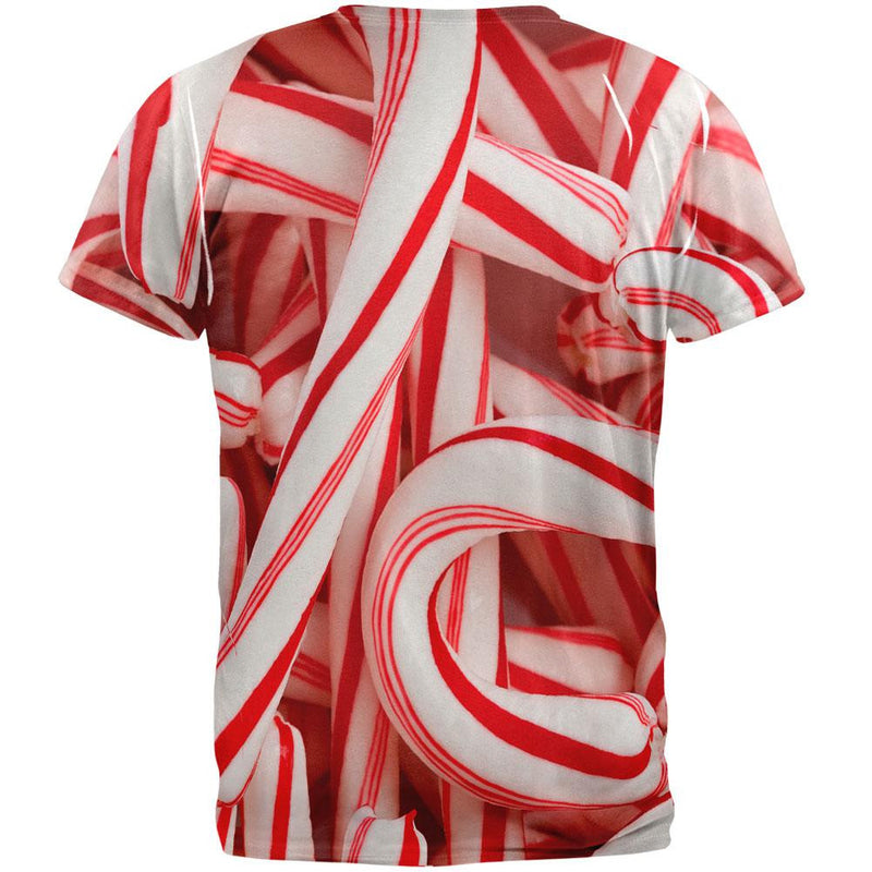 Christmas Candy Cane All Over Adult T-Shirt Men's T-Shirts Old Glory   