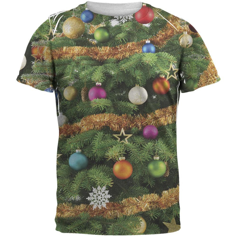 Christmas Tree Costume All Over Adult T-Shirt Men's T-Shirts Old Glory 2XL Multi 