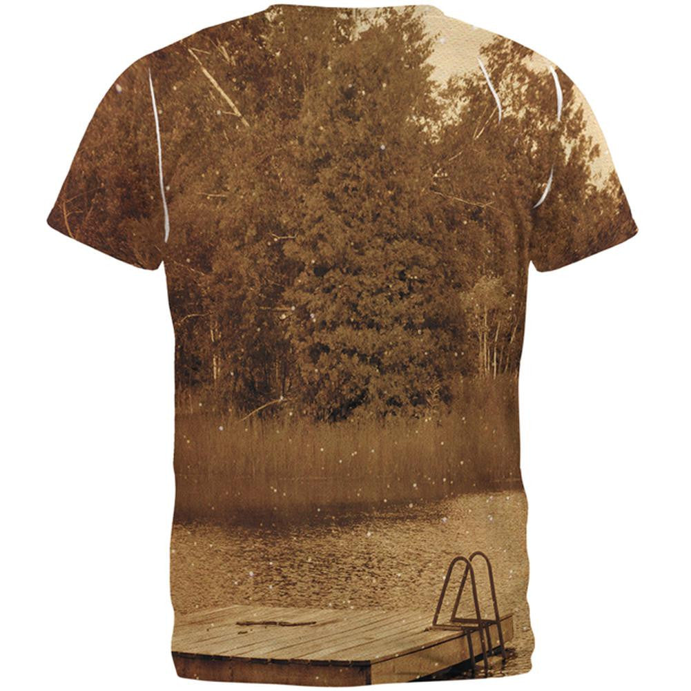 Vintage Lake Photo All Over Adult T-Shirt Men's T-Shirts Old Glory   