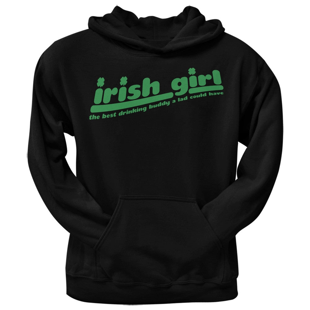 Irish Girl Drinking Buddy Black Adult Pullover Hoodie Men's Hoodies Old Glory   